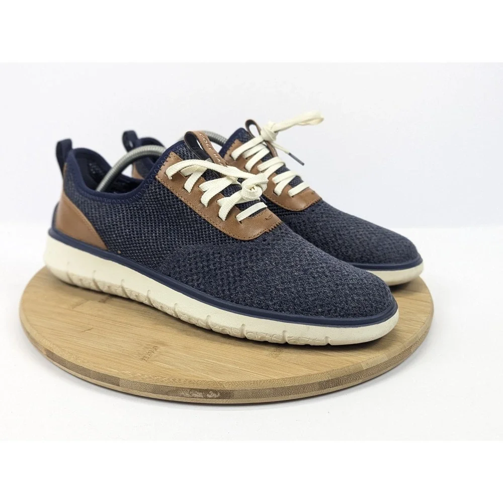 Cole Haan Zerogrand Stitchlite Oxford Mens 9.5 Navy Blue Knit Sneakers C31402